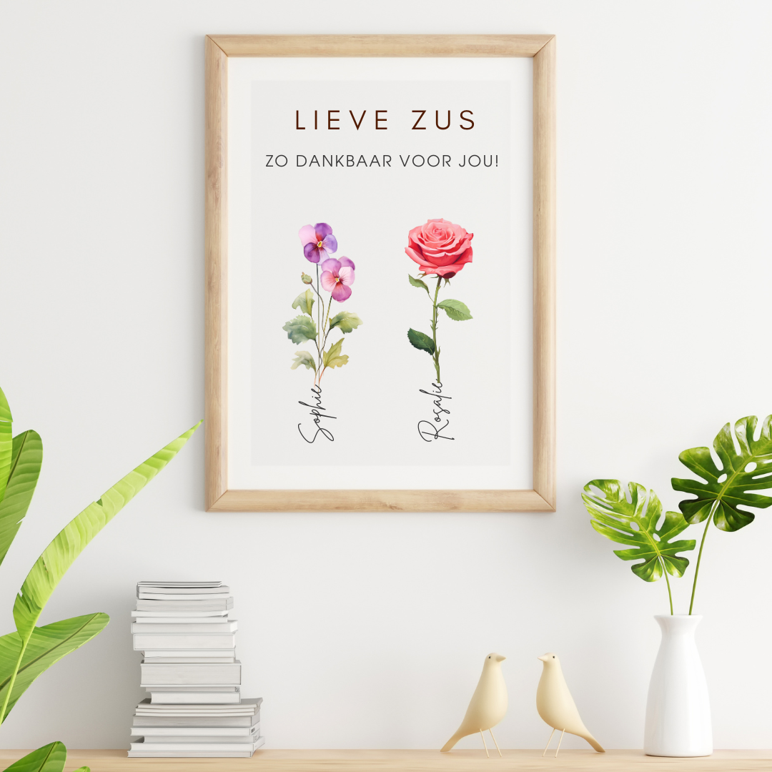 Geboortebloemen Poster of Digitaal | (Klein)kinderen, Vrienden & Familie