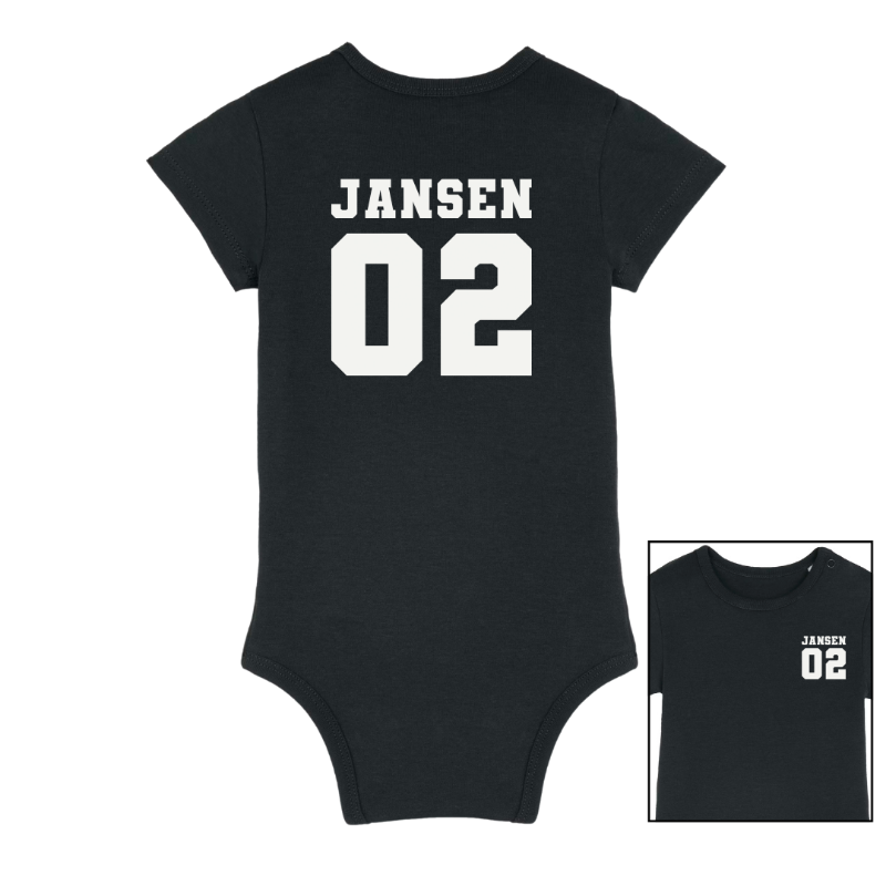 Gepersonaliseerde baby romper met naam & nummer