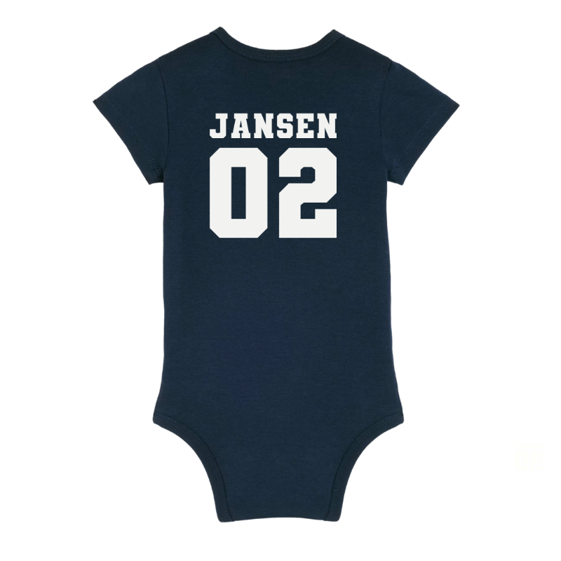 Gepersonaliseerde baby romper met naam & nummer