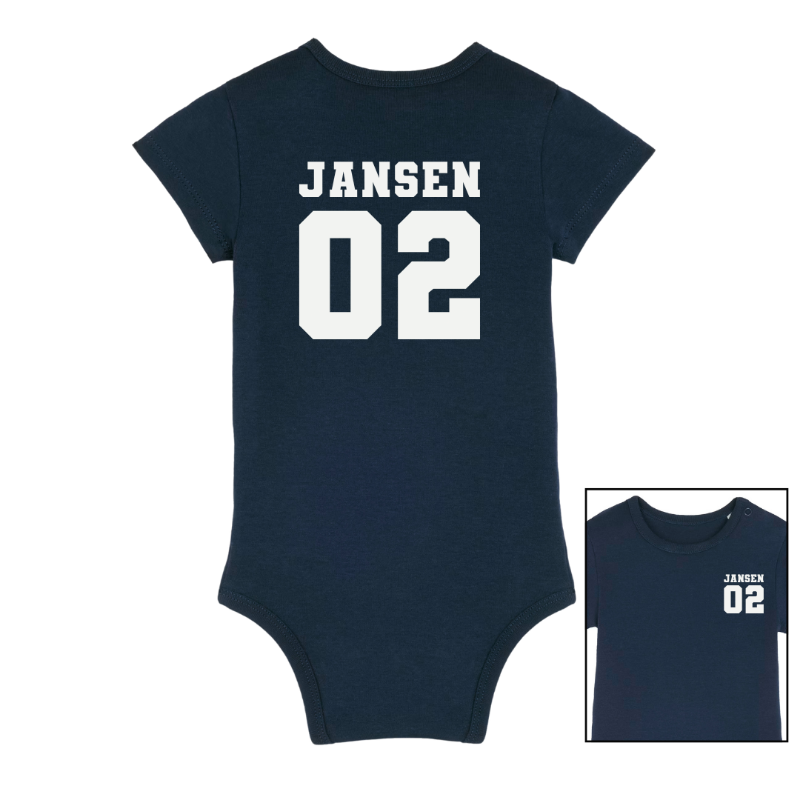 Gepersonaliseerde baby romper met naam & nummer