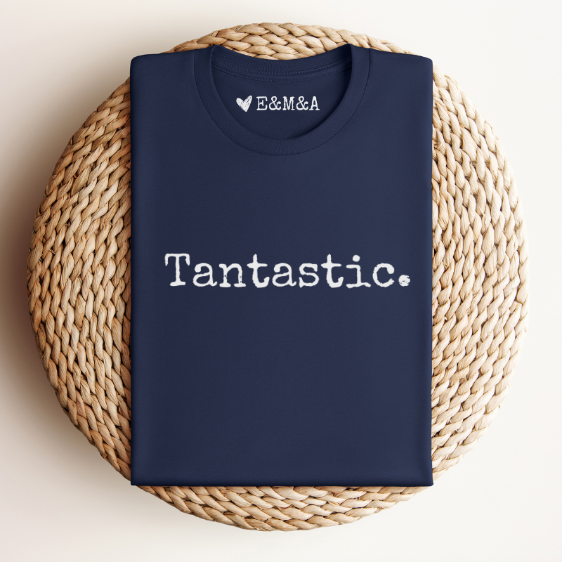Cadeau tante, t-shirt Tantastic, eerste letters van neefjes & nichtjes binnenkant, gepersonaliseerd cadeau, t-shirt van organisch katoen