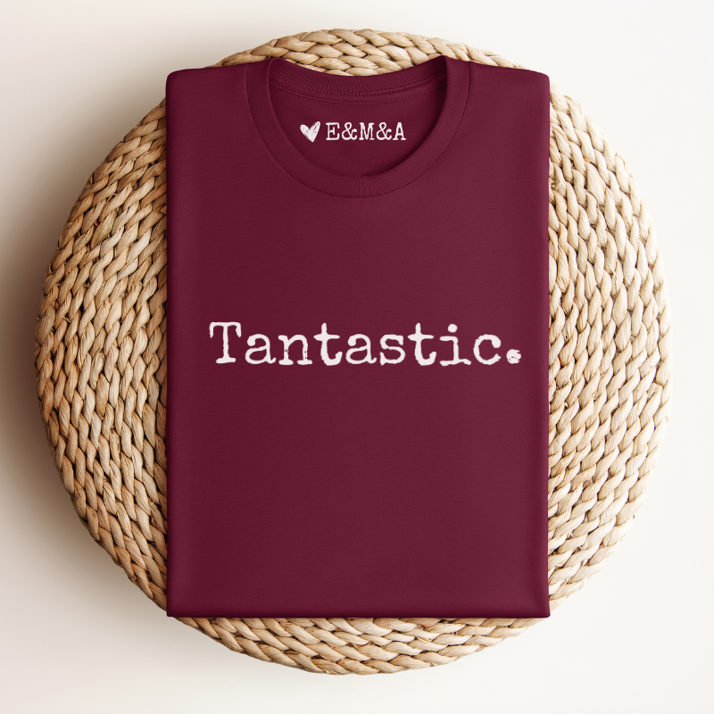 Cadeau tante, t-shirt Tantastic, eerste letters van neefjes & nichtjes binnenkant, gepersonaliseerd cadeau, t-shirt van organisch katoen