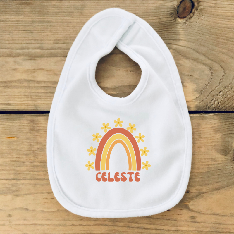 Biologisch Katoenen Slabbetje Regenboog | Gepersonaliseerd Kraamcadeau