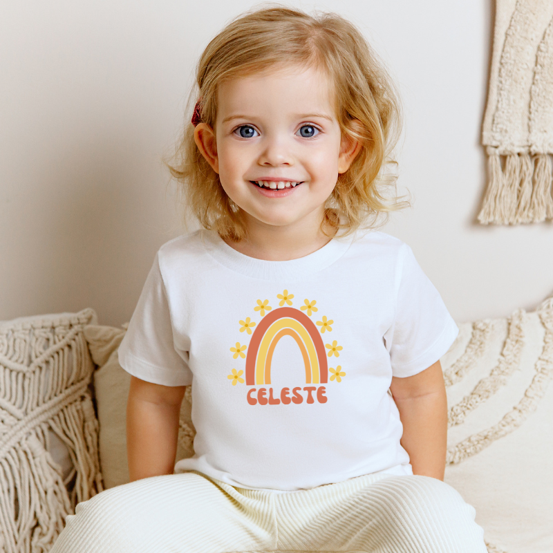 Gepersonaliseerd T-shirt met Naam voor Baby's & Kinderen | Boho Regenboog