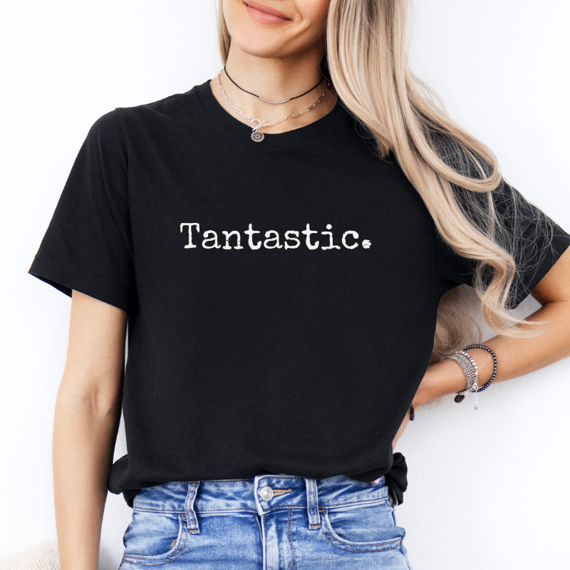 Cadeau tante, t-shirt Tantastic, eerste letters van neefjes & nichtjes binnenkant, gepersonaliseerd cadeau, t-shirt van organisch katoen