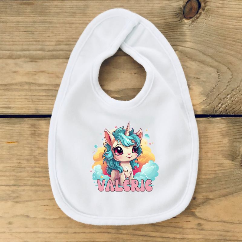 Biologisch Katoenen Slabbetje Unicorn | Gepersonaliseerd Cadeau Baby