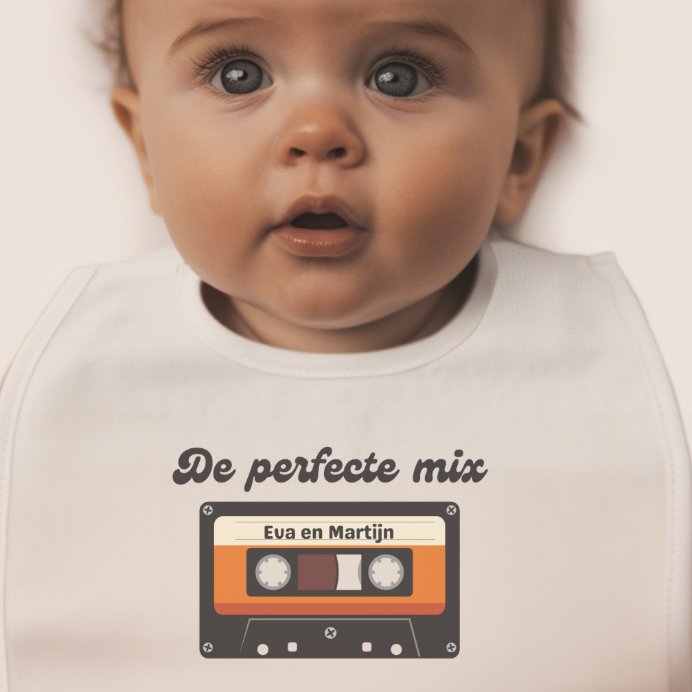 grappig baby slabbetje, humor, cassette, vintage