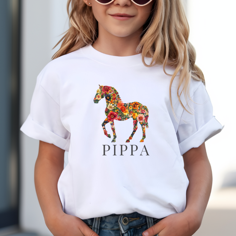 gepersonaliseerd cadeau kinderen paard bloemen