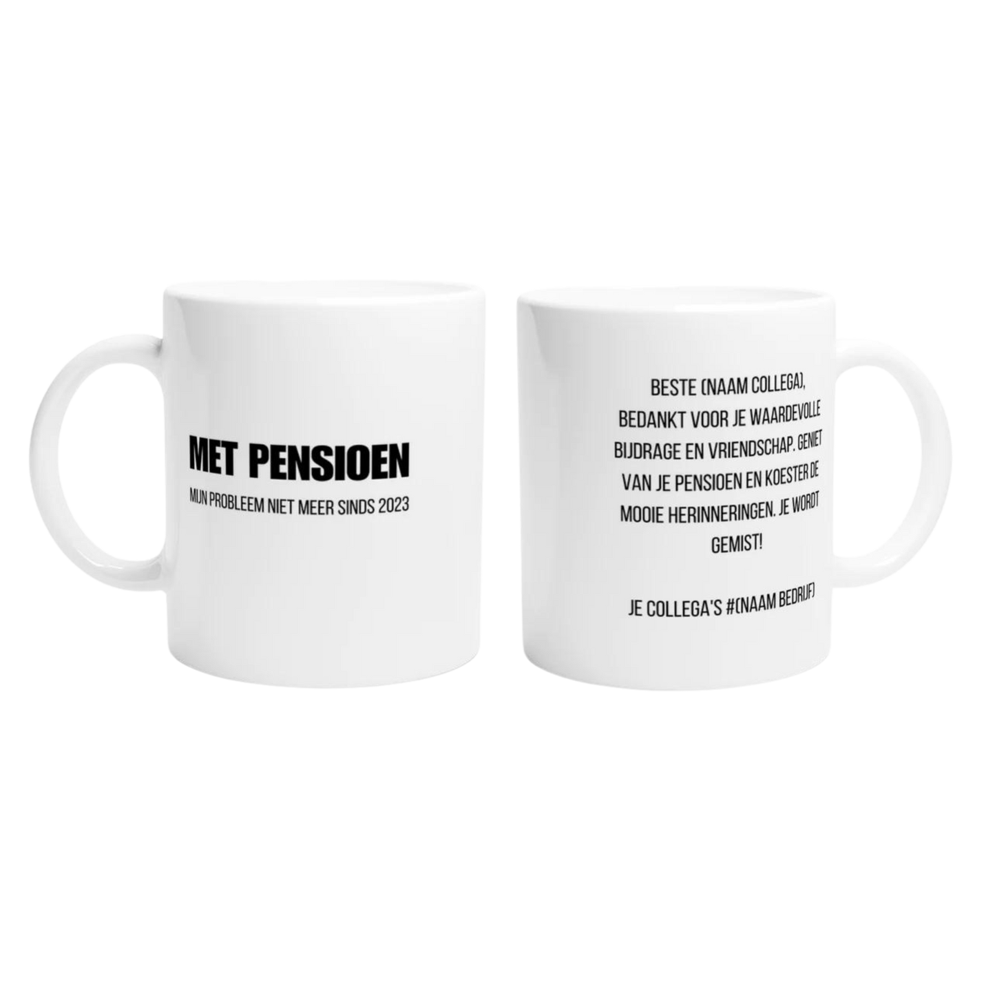 Gepersonaliseerd cadeau pensioen, gepersonaliseerde mok tas pensioen, mijn probleem niet meer, pensioen kleinigheidje, grappig, origineel, uniek, humor, mok met tekst