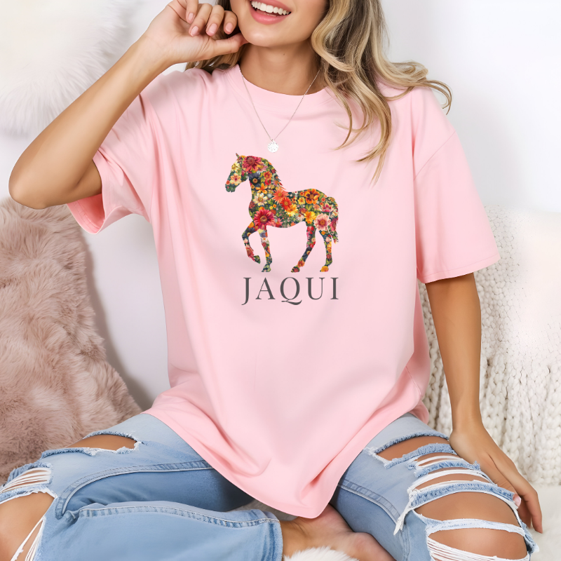 boho paarden bloemen t-shirt voor haar