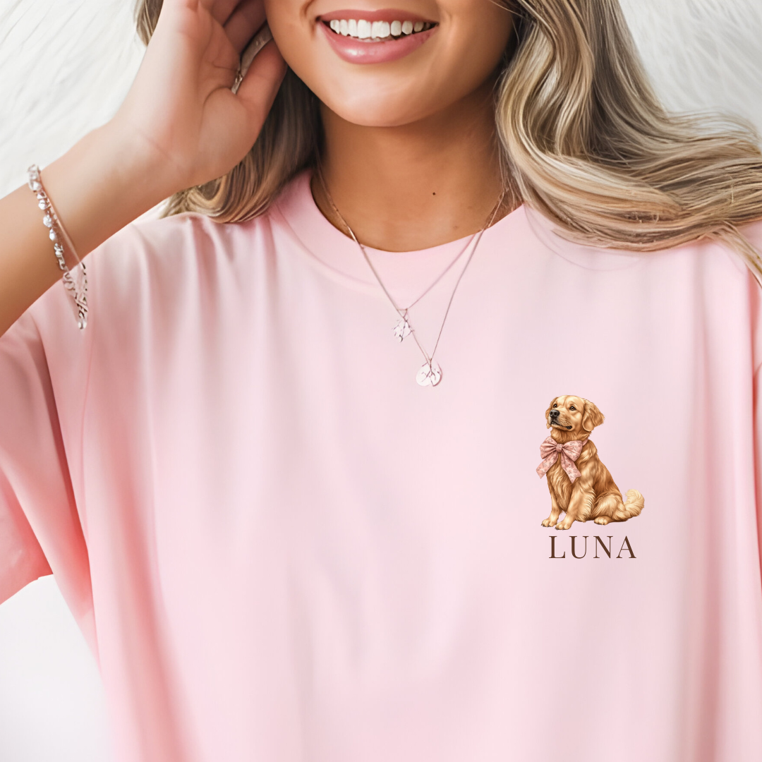 Gepersonaliseerd T-shirt met Golden Retriever – Matching Familie T-shirts