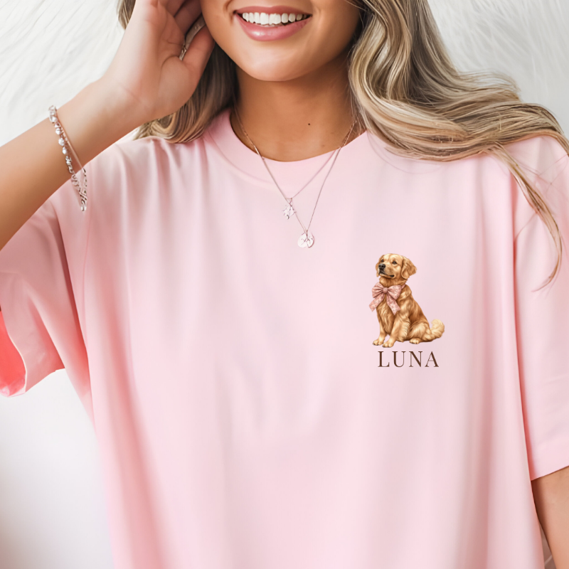 Gepersonaliseerd T-shirt met Golden Retriever – Matching Familie T-shirts