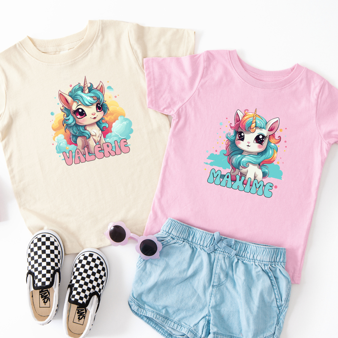 Gepersonaliseerd Unicorn T-shirt of Babyromper met Naam