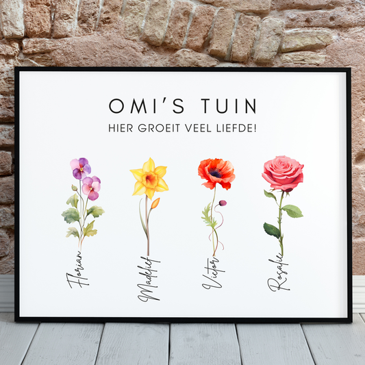 Geboortebloemen Poster of Digitaal | (Klein)kinderen, Vrienden & Familie