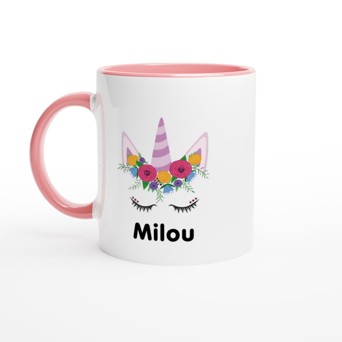 Unicorn mok tas met naam, Eenhoorn, gepersonaliseerde mok, tas, roze, paars