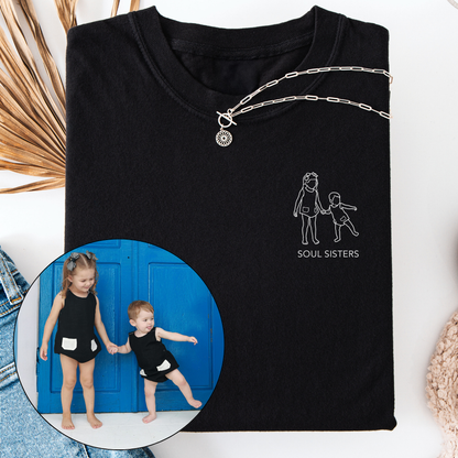 Premium Line Art T-shirt van jouw Foto