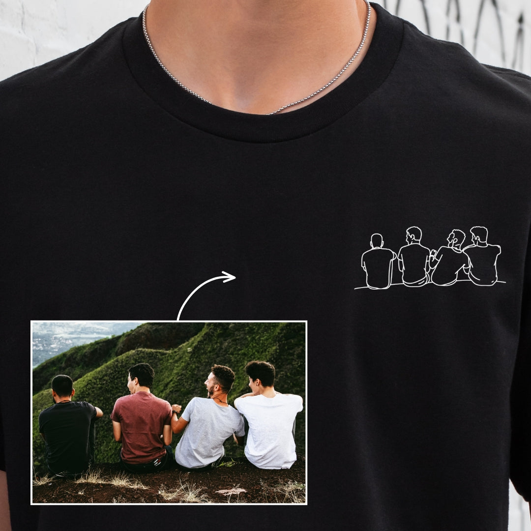 Premium Line Art T-shirt van jouw Foto
