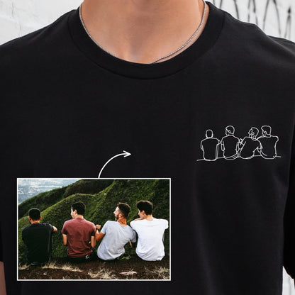 Premium Line Art T-shirt van jouw Foto