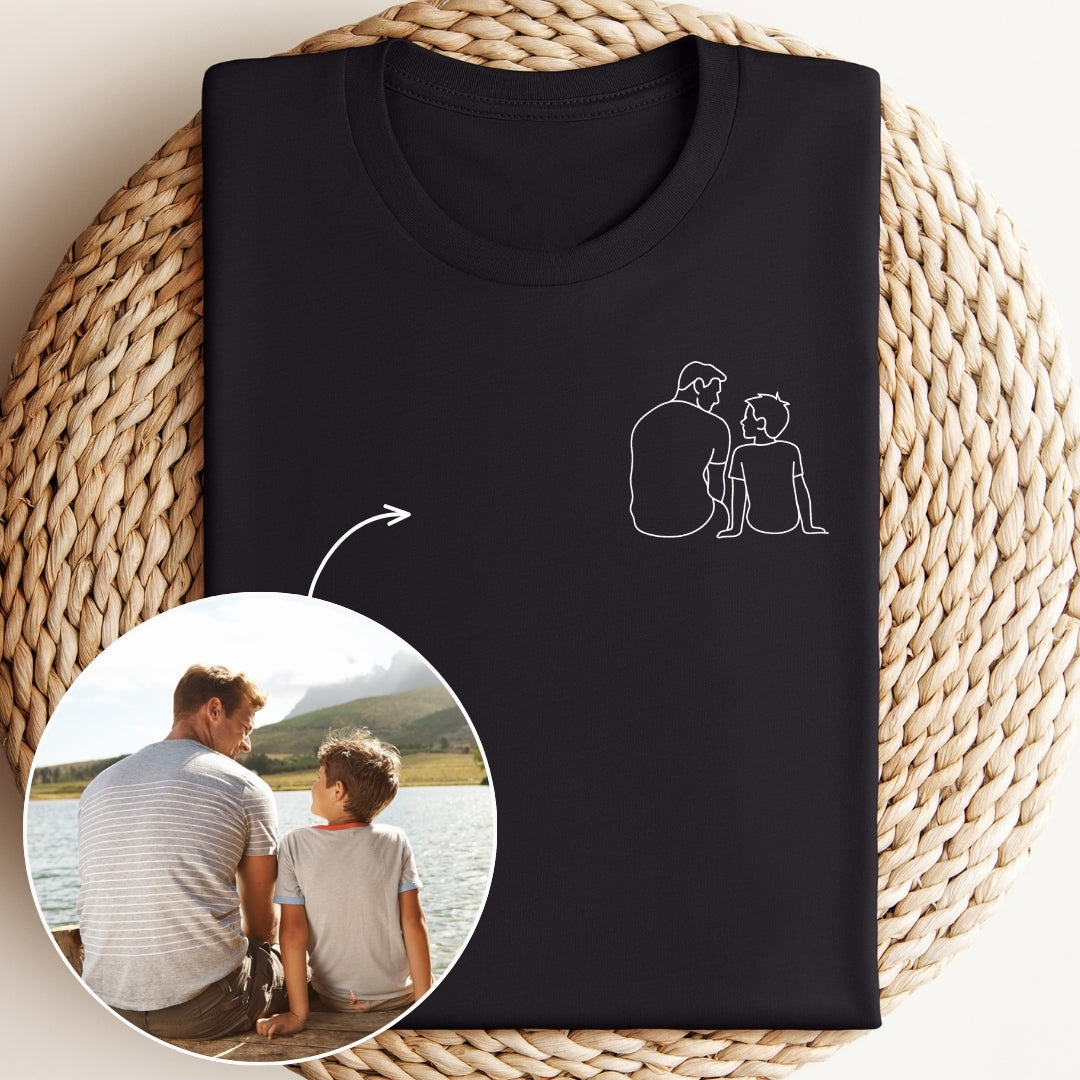 Premium Line Art T-shirt van jouw Foto