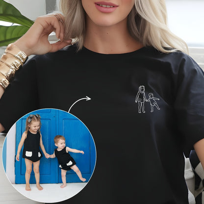 Premium Line Art T-shirt van jouw Foto