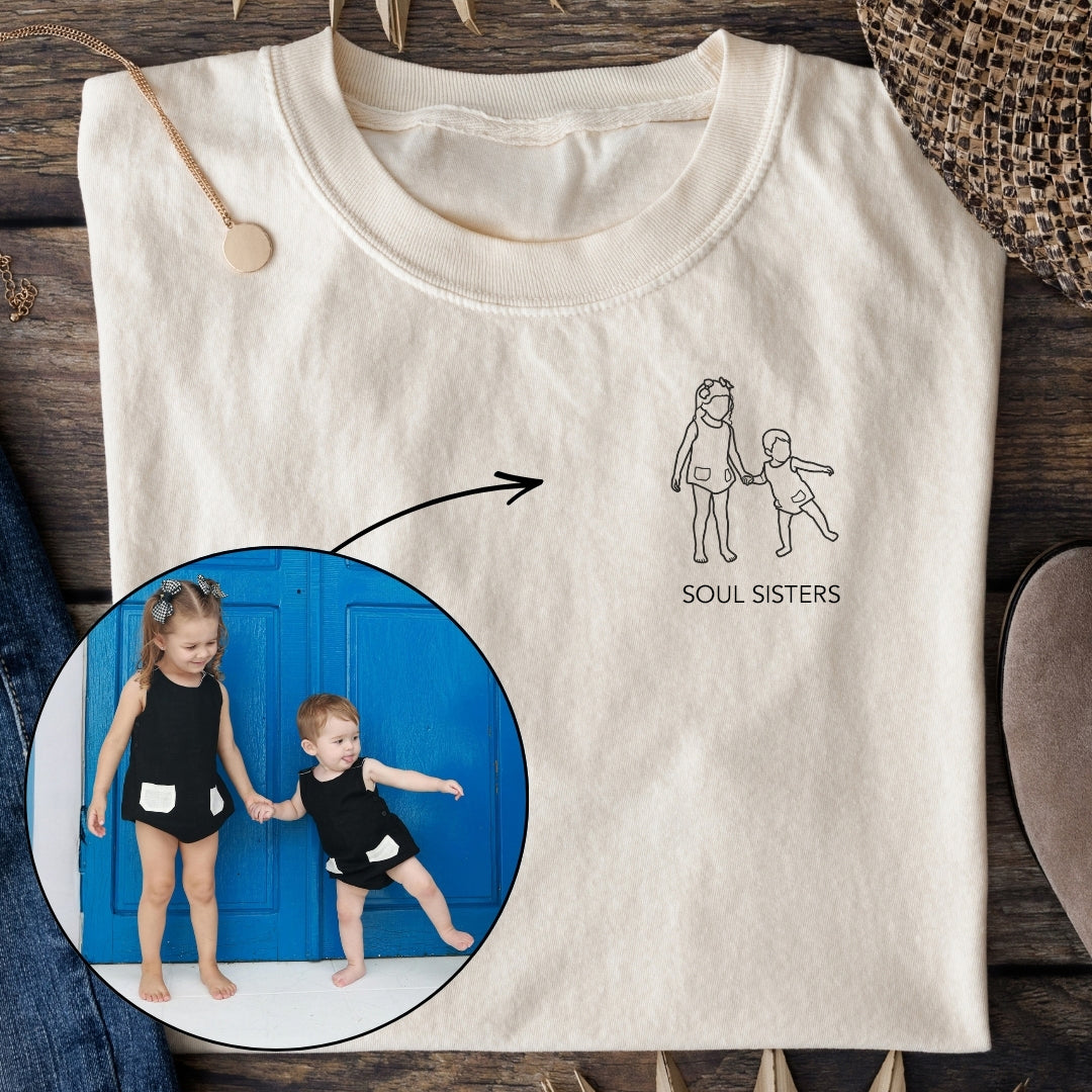 Premium Line Art T-shirt van jouw Foto