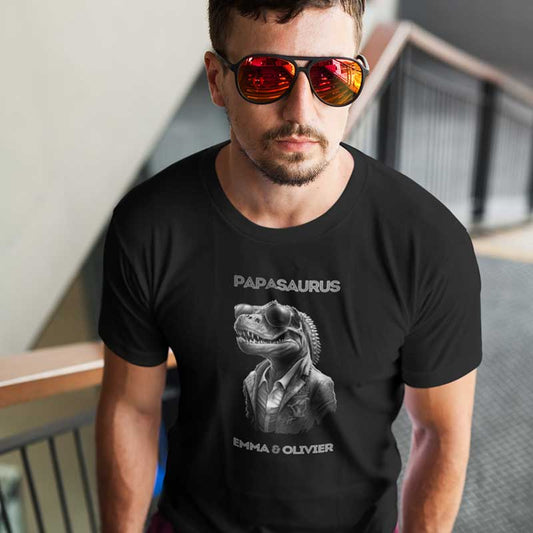 Papasaurus gepersonaliseerd t-shirt, grappige shirts, grappige t-shirts, origineel uniek gepersonaliseerd cadeau vader, humor, kado papa, gepersonaliseerd cadeau vaderdag, t-shirt ouders