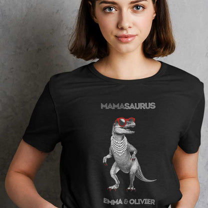 Mamasaurus gepersonaliseerd t-shirt, grappige shirts, grappige t-shirts, origineel uniek gepersonaliseerd cadeau moeder, humor, kado mama, gepersonaliseerd cadeau moederdag, t-shirt ouders
