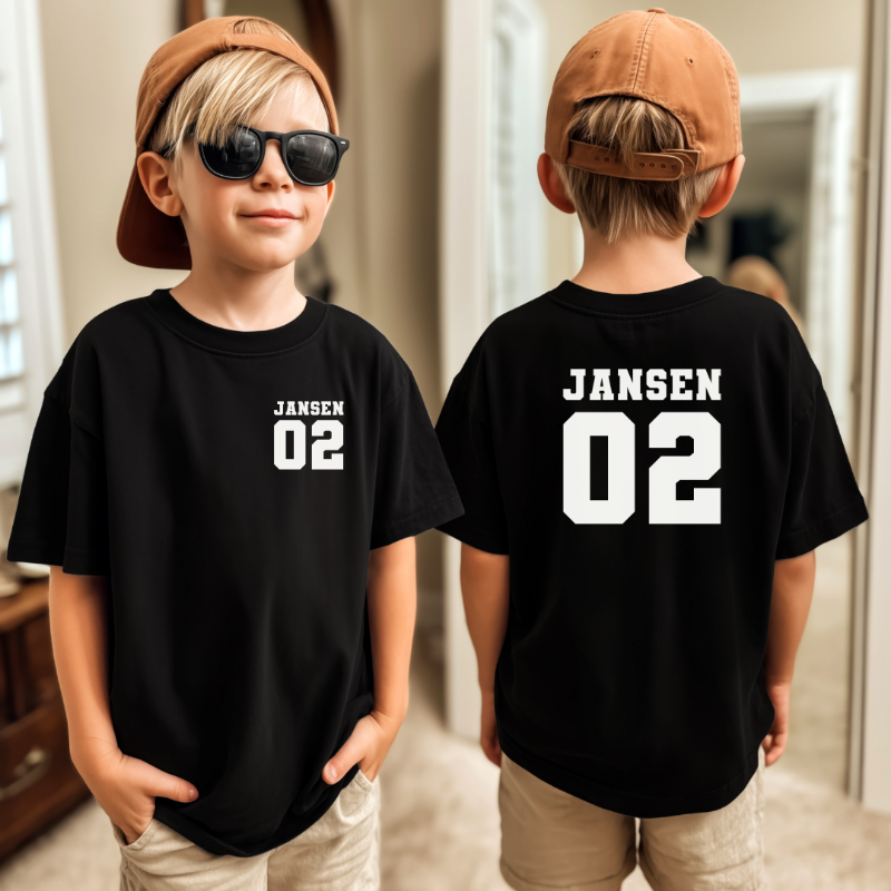 Gepersonaliseerde gezinsshirts met naam & nummer