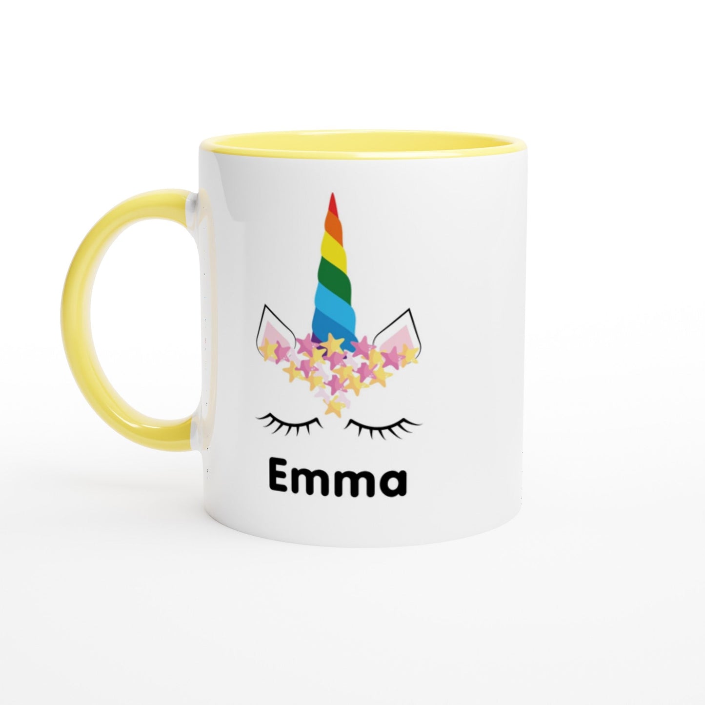 Unicorn mok tas met naam, Eenhoorn, gepersonaliseerde mok, regenboog, sterren