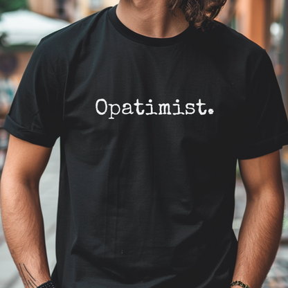 Cadeau opa, cadeau opi, Opatimist, eerste letters van kleinkinderen binnenkant, t-shirt van organisch katoen, grappige t-shirts, origineel, uniek, opa