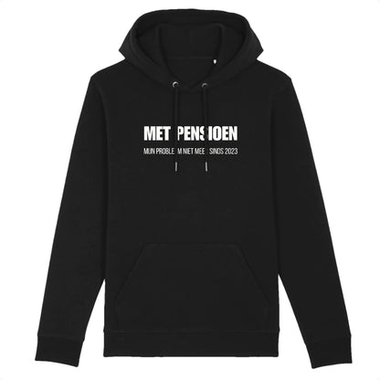 Gepersonaliseerd cadeau pensioen, gepersonaliseerde hoodie pensioen, mijn probleem niet meer, humor, sarcasme, grappig, origineel, uniek
