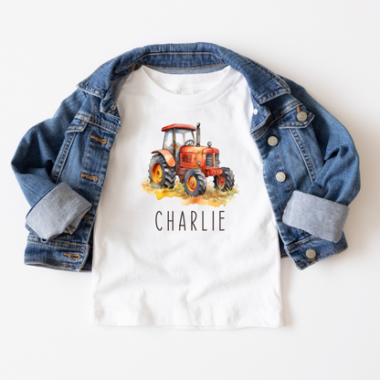 Gepersonaliseerd T-shirt of Babyromper met Tractor | Naam op Kleding