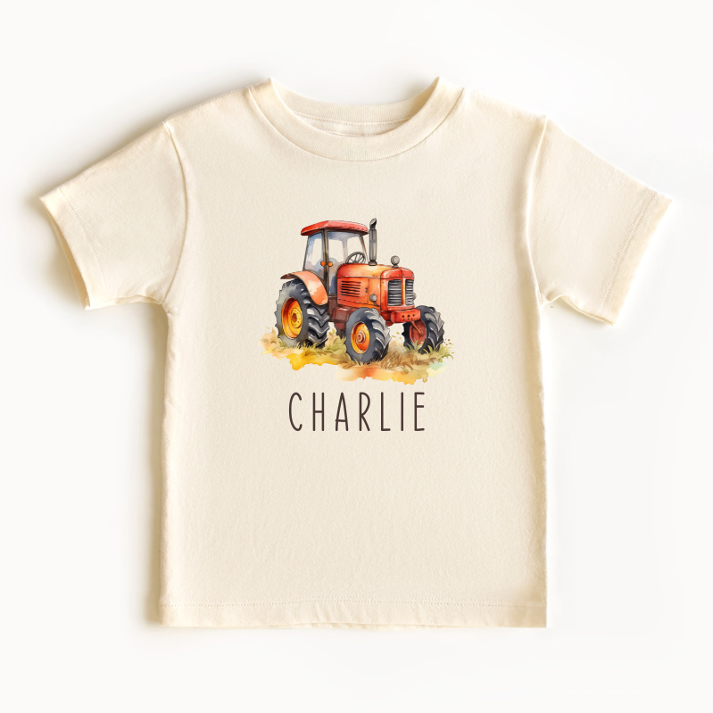 Gepersonaliseerd T-shirt of Babyromper met Tractor | Naam op Kleding