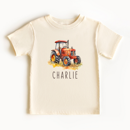 Gepersonaliseerd T-shirt of Babyromper met Tractor | Naam op Kleding