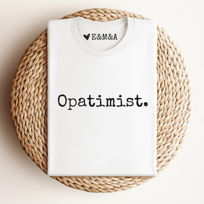 Cadeau opa, cadeau opi, Opatimist, eerste letters van kleinkinderen binnenkant, t-shirt van organisch katoen, grappige t-shirts, origineel, uniek, opa