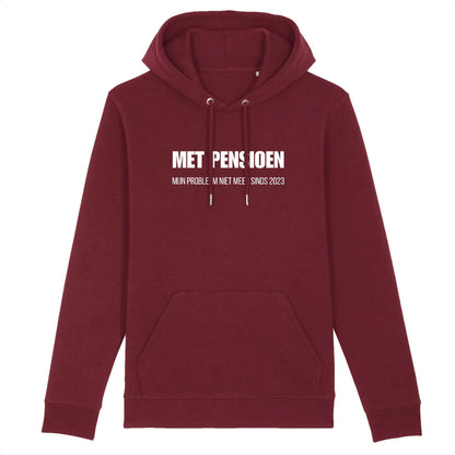 Gepersonaliseerd cadeau pensioen, gepersonaliseerde hoodie pensioen, mijn probleem niet meer, humor, sarcasme, grappig, origineel, uniek