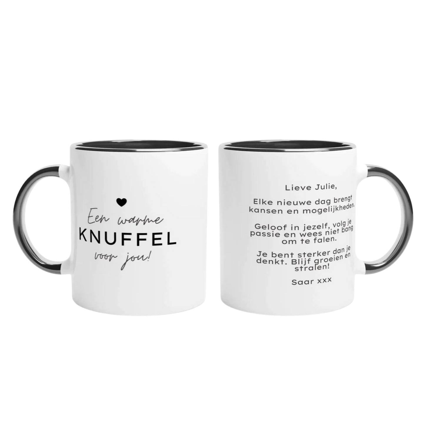 Troostcadeau, gepersonaliseerd cadeau, een warme knuffel voor jou, persoonlijke boodschap, hart onder de riem cadeau, steun, sterkte, opbeur, opfleurcadeau, gepersonaliseerde mok, mok met tekst, troost cadeau