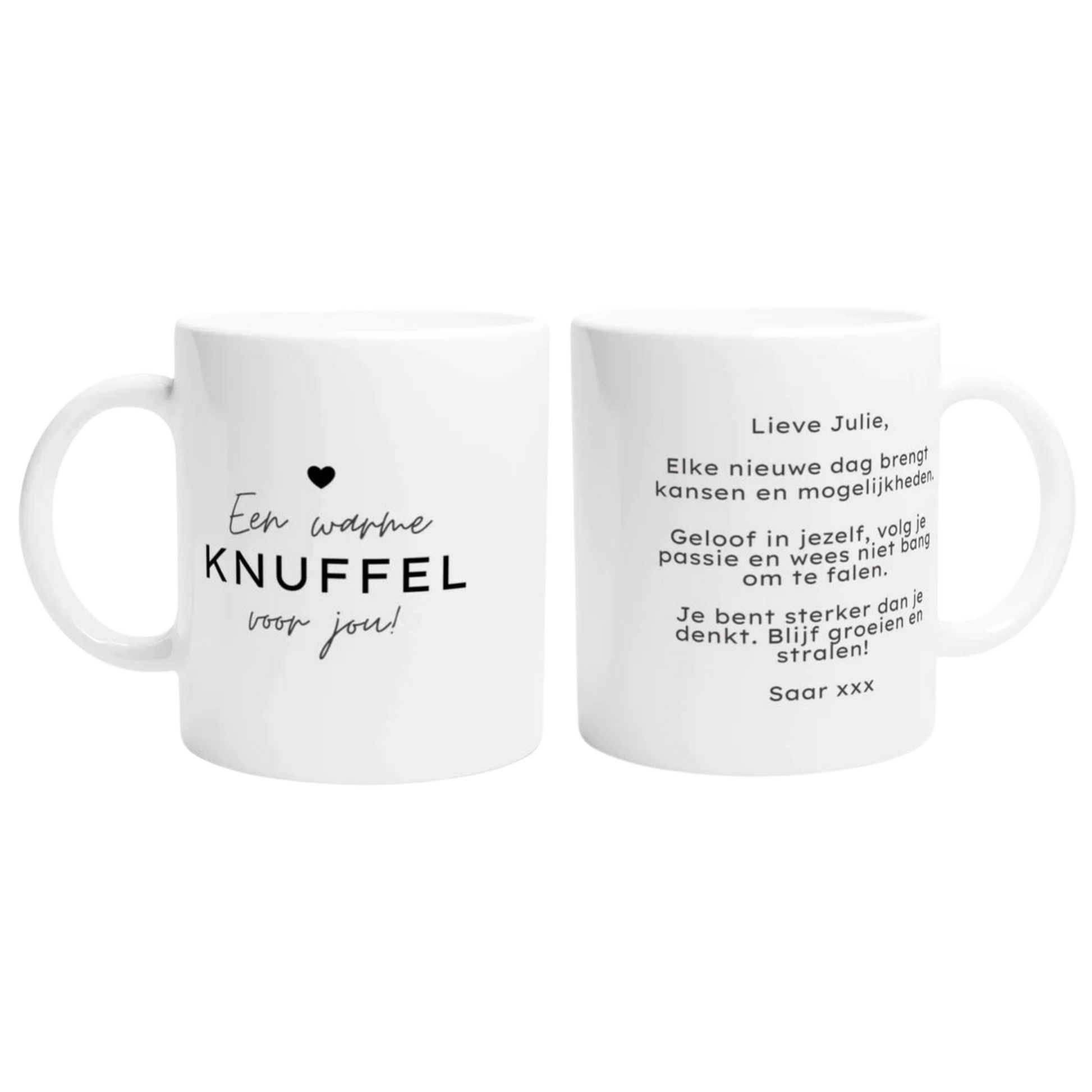 Troostcadeau, gepersonaliseerd cadeau, een warme knuffel voor jou, persoonlijke boodschap, hart onder de riem cadeau, steun, sterkte, opbeur, opfleurcadeau, gepersonaliseerde mok, mok met tekst, troost cadeau. 