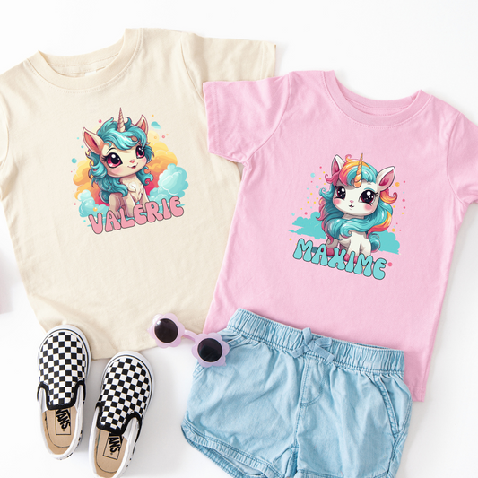 Gepersonaliseerd Unicorn T-shirt of Babyromper met Naam